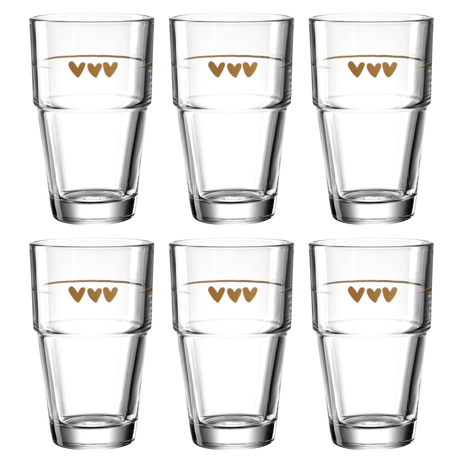 LATTE-MACCHIATO-SET Solo 6-teilig  - Transparent/Braun, KONVENTIONELL, Glas (410ml) - Leonardo
