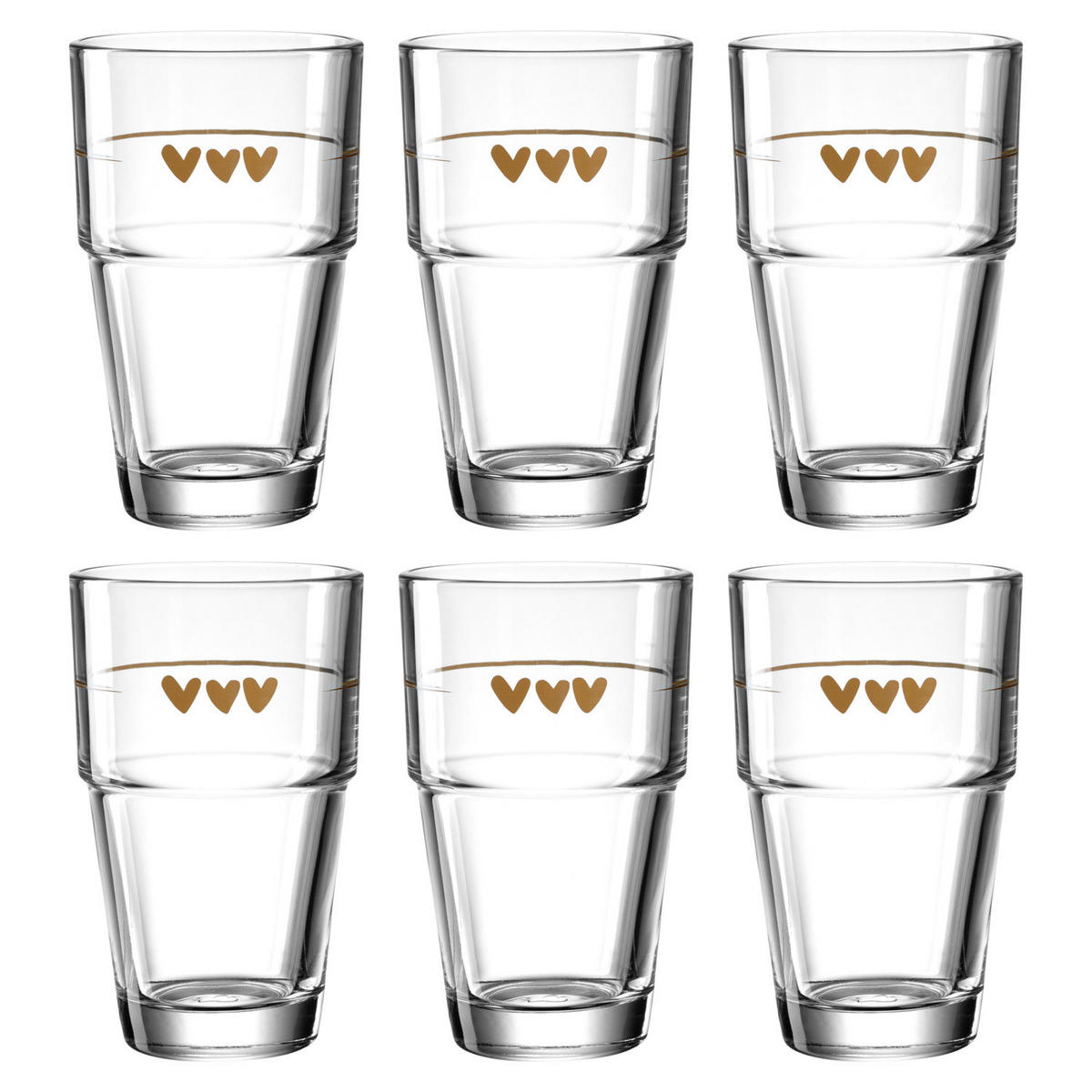 LATTE-MACCHIATO-SET Solo 6-teilig  - Transparent/Braun, KONVENTIONELL, Glas (410ml) - Leonardo