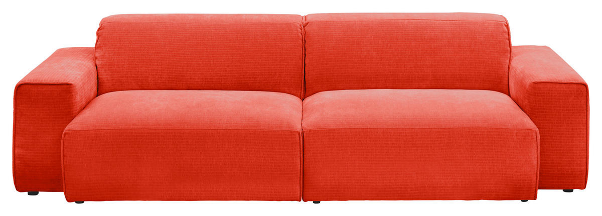 BIGSOFA in Chenille Rot  - Rot/Schwarz, Design, Kunststoff/Textil (238/71/101cm) - Pure Home Lifestyle