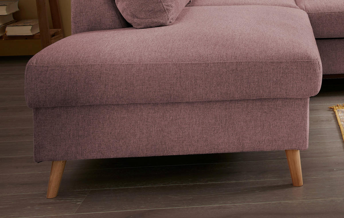 ECKSOFA in Struktur Rosa  - Naturfarben/Rosa, Konventionell, Holz/Textil (200/230cm) - P & B