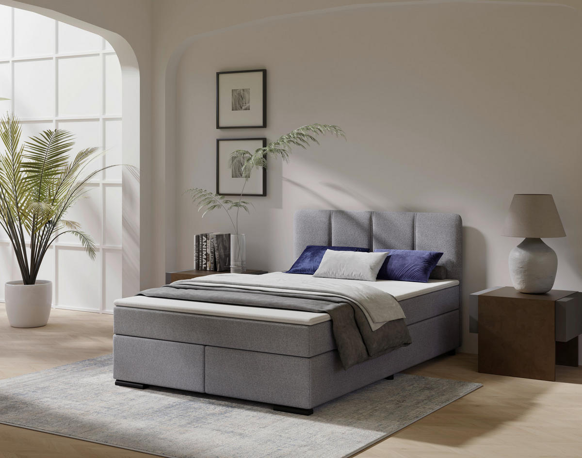 BOXSPRINGBETT 120/200 cm  in Hellgrau  - Anthrazit/Hellgrau, MODERN, Karton/Holz (120/200cm) - MID.YOU
