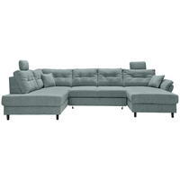 WOHNLANDSCHAFT Blau Chenille  - Blau/Schwarz, MODERN, Holz/Textil (206/338/176cm) - Livetastic