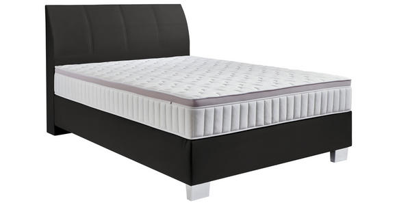 BOXSPRINGBETT 100/200 cm in Schwarz - Chromfarben/Schwarz, KONVENTIONELL, Kunststoff/Textil (100/200cm) - Hom`in