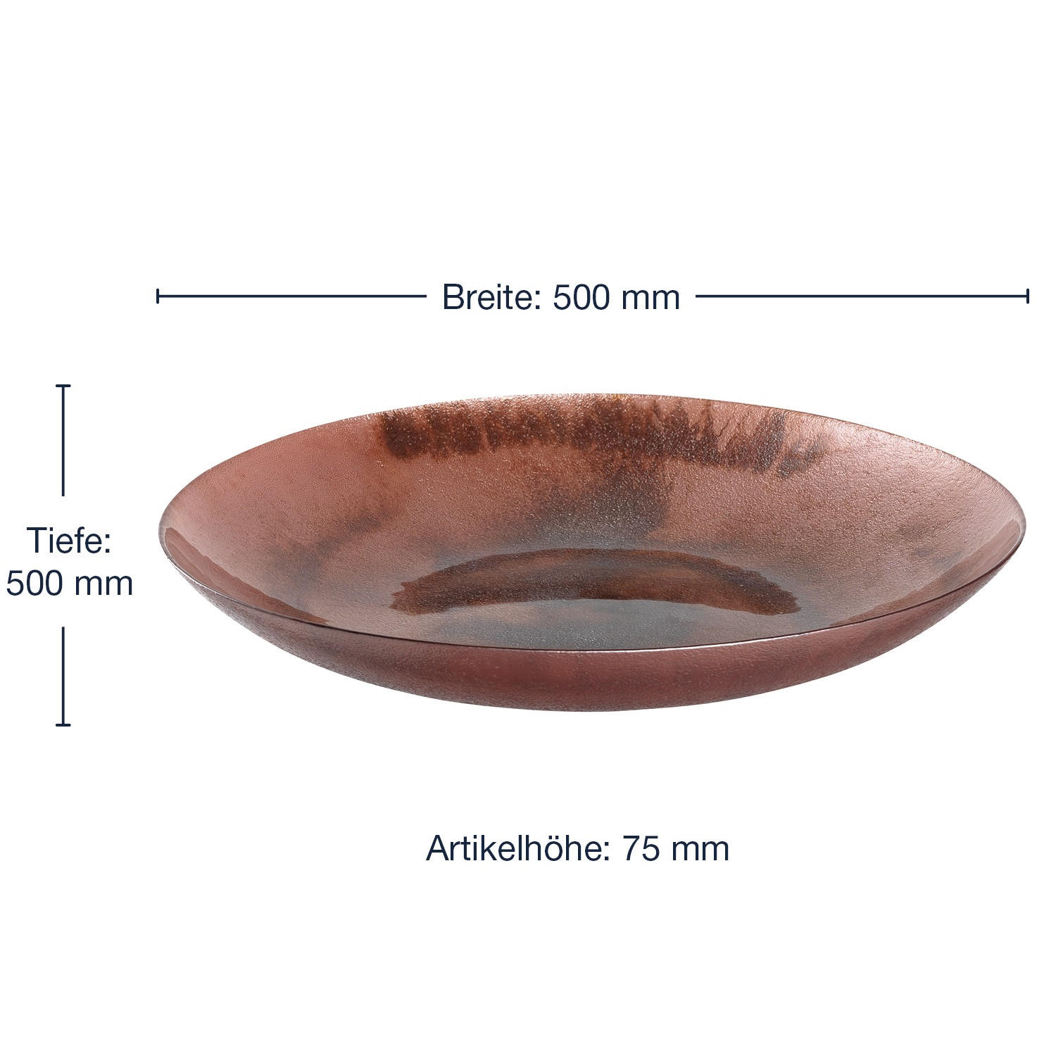 DEKOSCHALE - Altrosa/Grau, Basics, Glas (50,00/7,50/50,00cm) - Leonardo