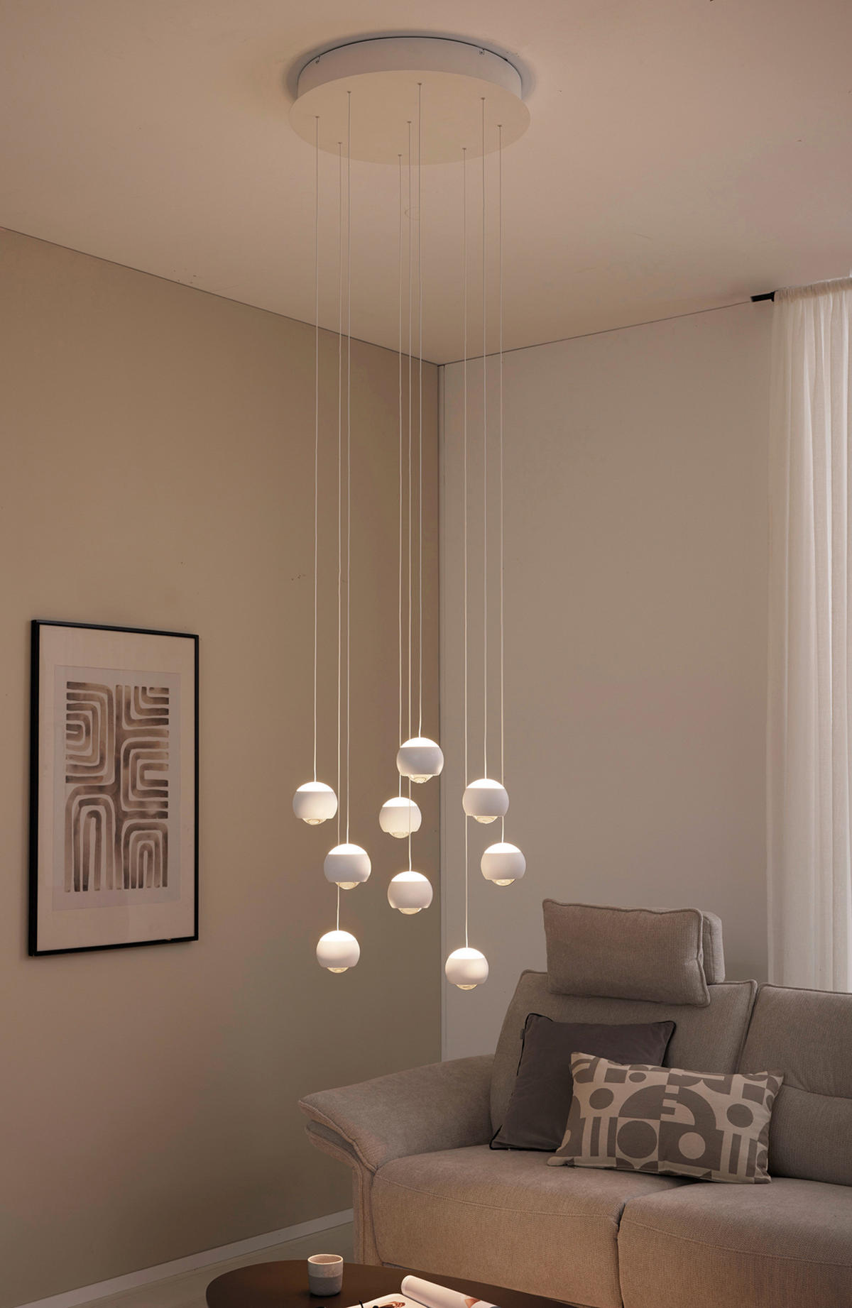 LED-HÄNGELEUCHTE Musterring 54/200 cm  - Weiß, KONVENTIONELL, Kunststoff/Metall (54/200cm) - Musterring