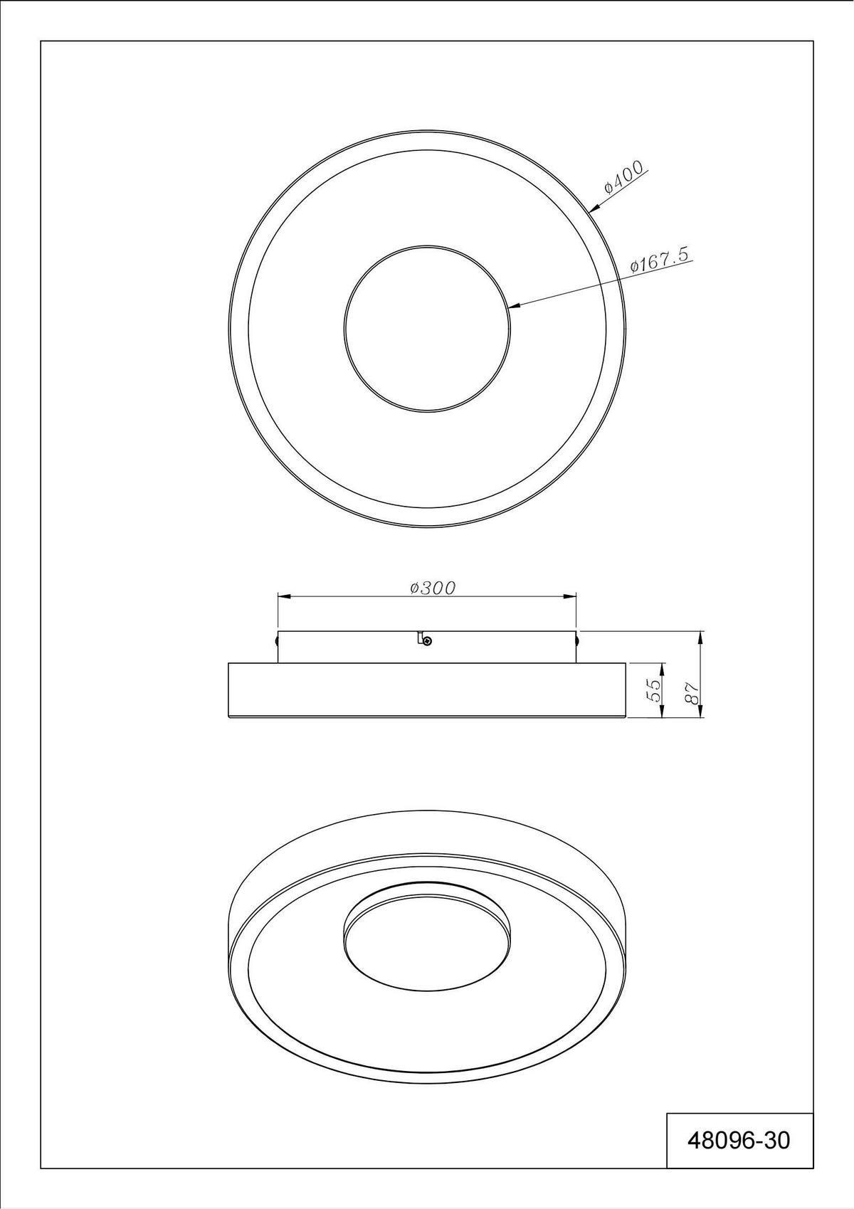 STROPNÍ LED SVÍTIDLO, 40/8,7 cm  - bílá/černá, Design, kov/plast (40/8,7cm) - Globo