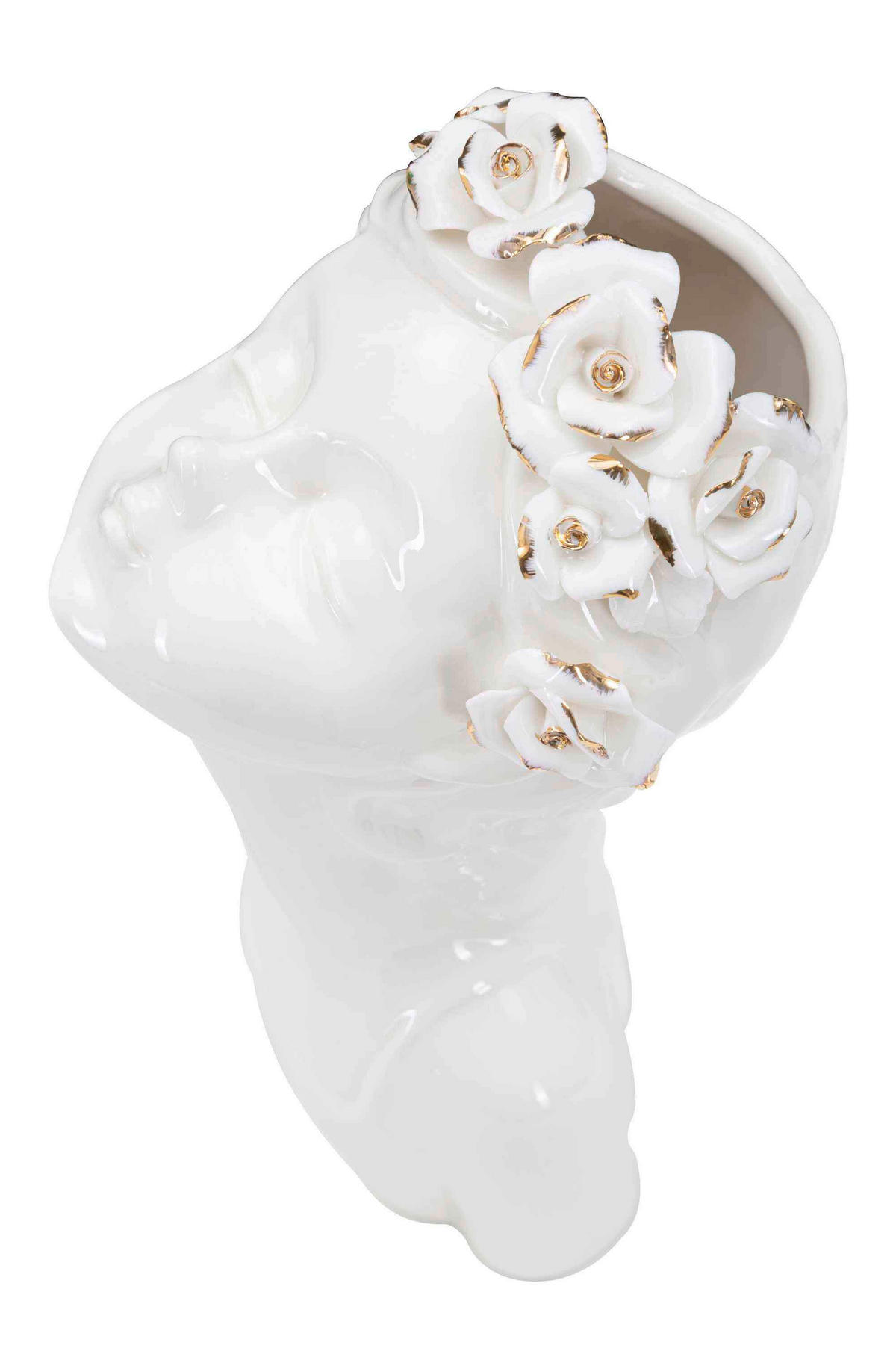 Vase Young Lady Roses  - Goldfarben/Weiß, Basics, Keramik (10/26/14cm)