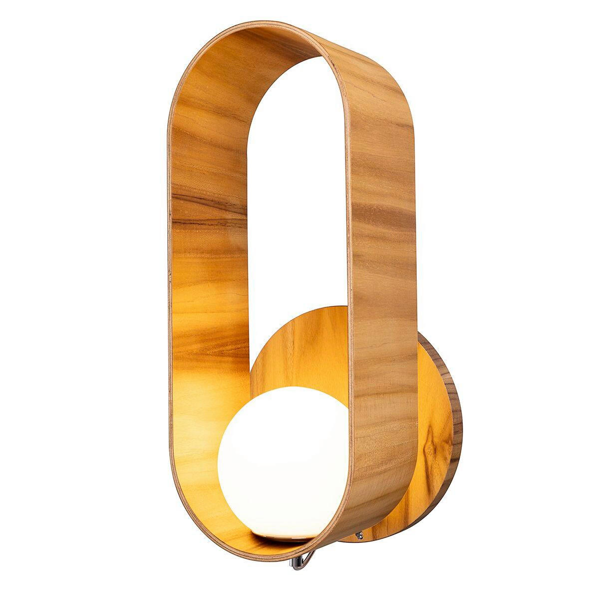 WANDLEUCHTE    - Teakfarben, Natur, Glas/Holz (52,5/25/19cm) - Elstead Lighting