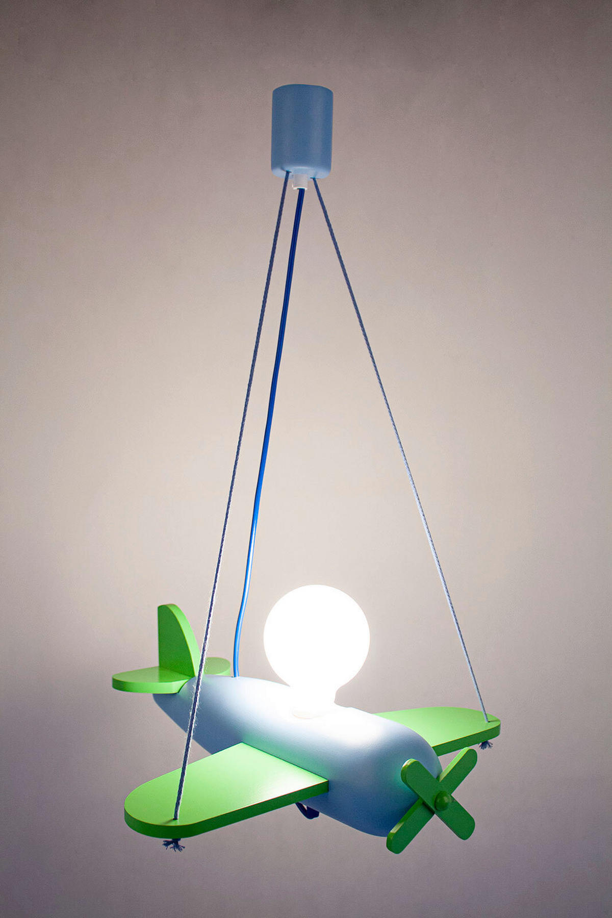 KINDERHÄNGELEUCHTE Clipper 42/47/75 cm   - Blau/Grün, Basics, Holz (42/47/75cm)