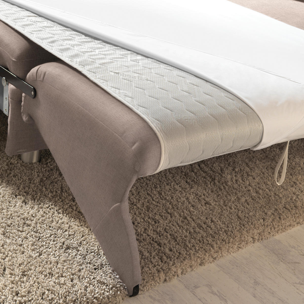 ECKSOFA in Chenille Hellbraun  226/208 cm  - Hellbraun/Alufarben, KONVENTIONELL, Textil/Metall (226/208cm) - Sedda