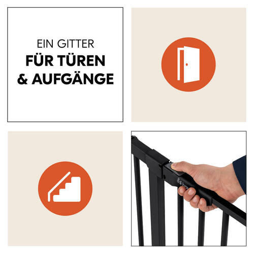 TÜRSCHUTZGITTER  - Schwarz, Basics, Kunststoff/Metall (75 - 80 cm/77/4cm) - Hauck