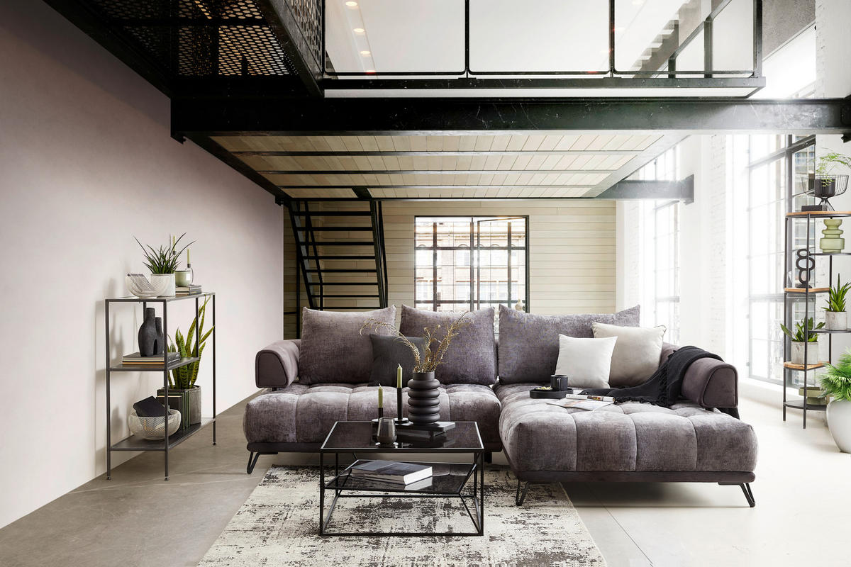 HÖRNSOFFA i grafitfärgad  - grafitfärgad/svart, Modern, metall/textil (262/184cm) - MID.YOU