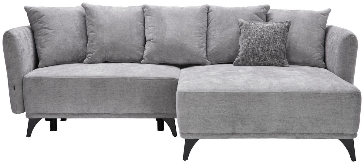 ECKSOFA Grau Chenille  - Schwarz/Grau, LIFESTYLE, Textil/Metall (255/172cm) - Carryhome
