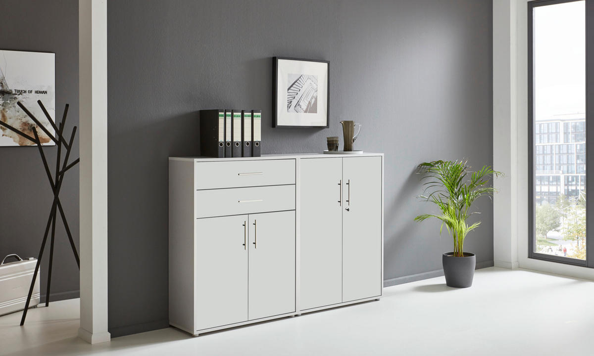 AKTENSCHRANK Grau, Weiß  - Weiß/Grau, MODERN, Holzwerkstoff (168,8/113,6/33cm) - MID.YOU
