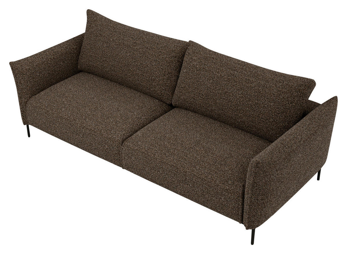 SOFA in Chenille Dunkelbraun, Schwarz  - Dunkelbraun/Schwarz, Design, Textil/Metall (223/96/95cm) - Livetastic