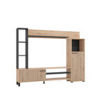 WOHNWAND  in Eiche Artisan  207,5/157,5/33 cm  - Schwarz/Eiche Artisan, KONVENTIONELL, Holzwerkstoff/Metall (207,5/157,5/33cm) - Carryhome