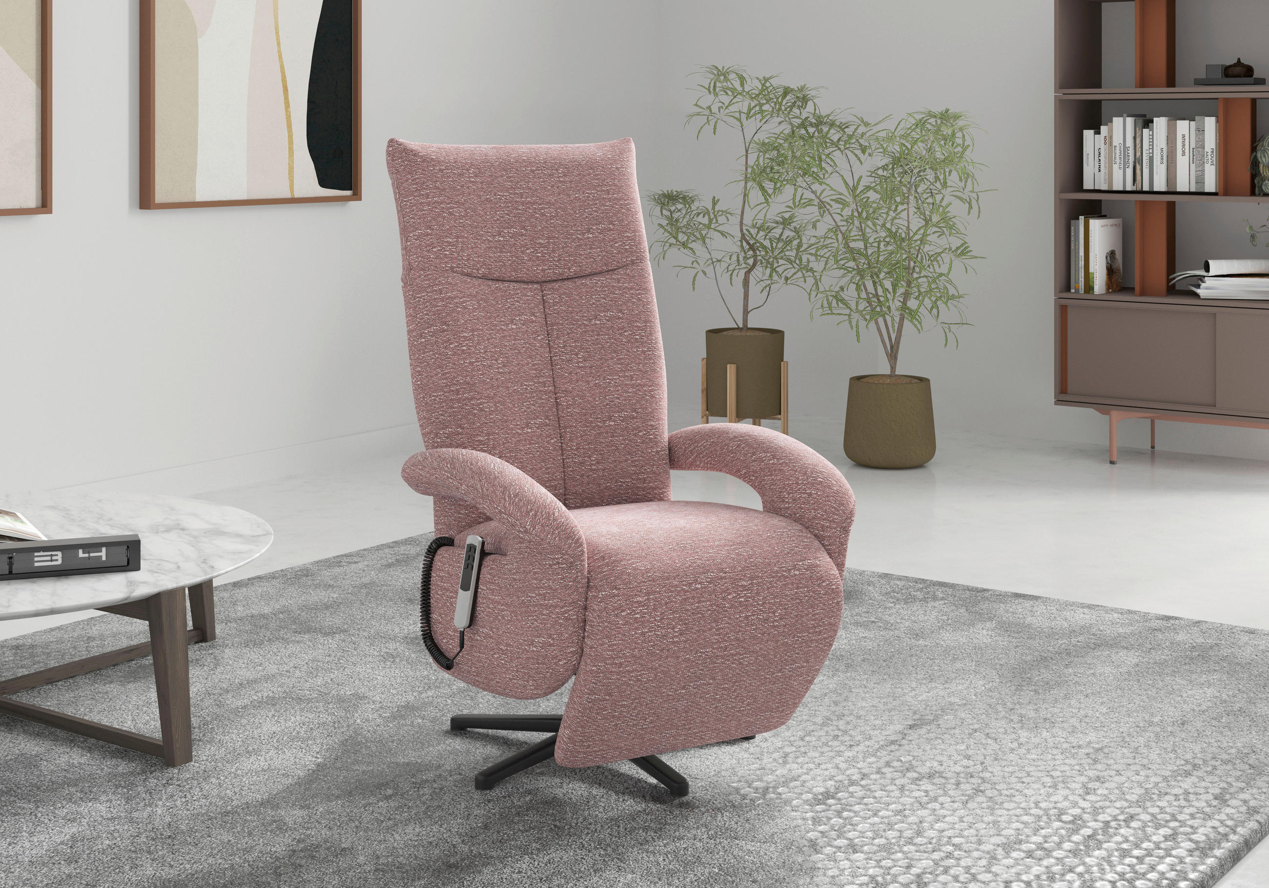 SESSEL in Chenille Aubergine - Aubergine/Schwarz, Modern, Textil/Metall (74/112/82cm) - Sit & More