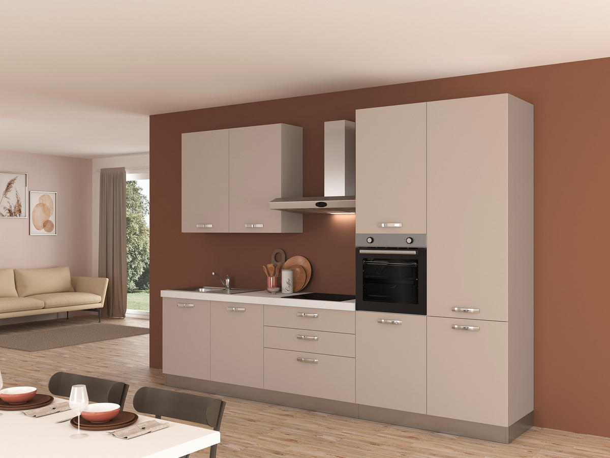 BLOK KUHINJA BEZ APARATA  sivo-bijela  - sivo-bijela/magnolija, Basics, drvni materijal/metal (330cm)