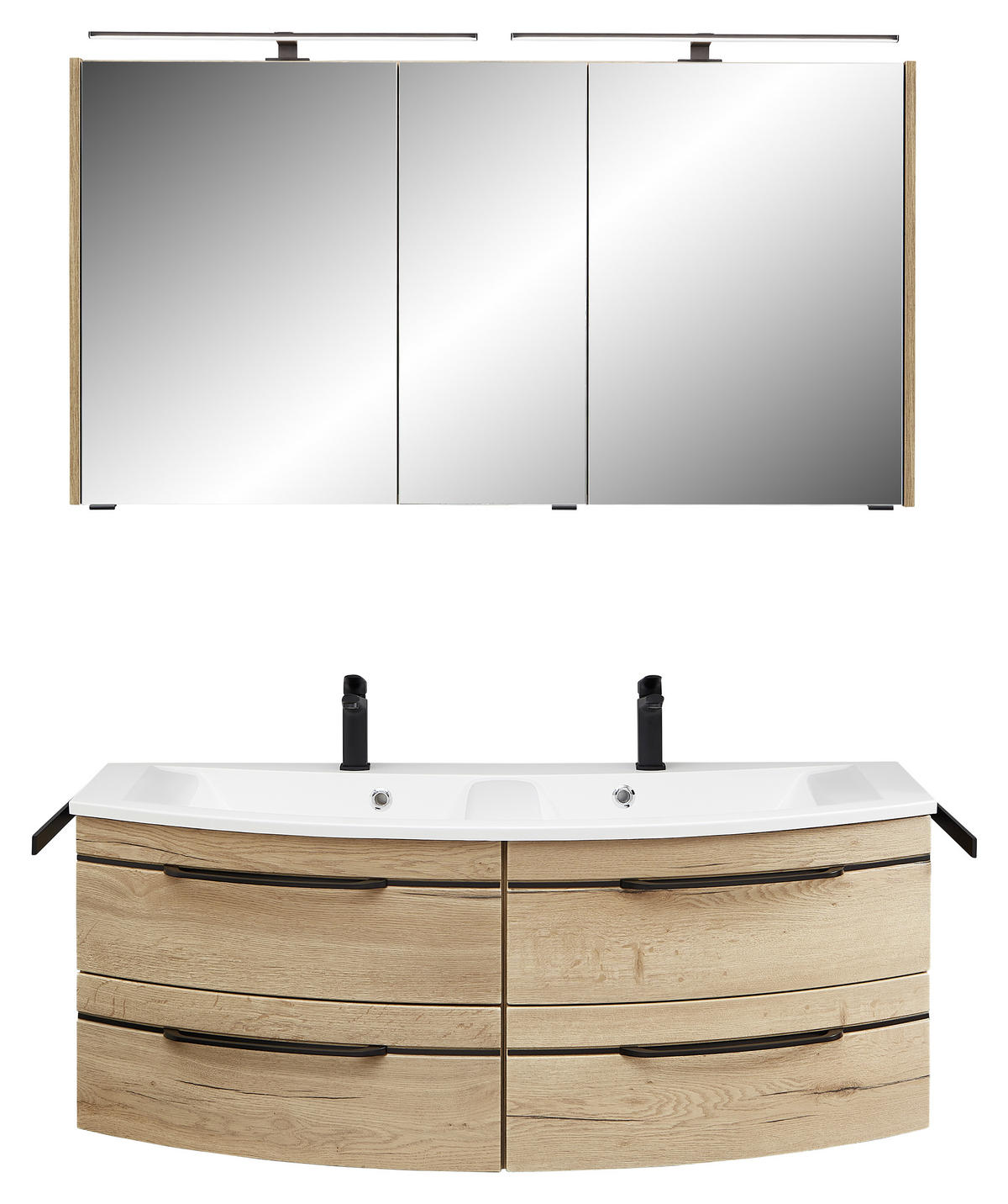 BADRUM 130 cm  - vit/ekfärgad, Modern, trämaterial/sten (130cm) - Sadena