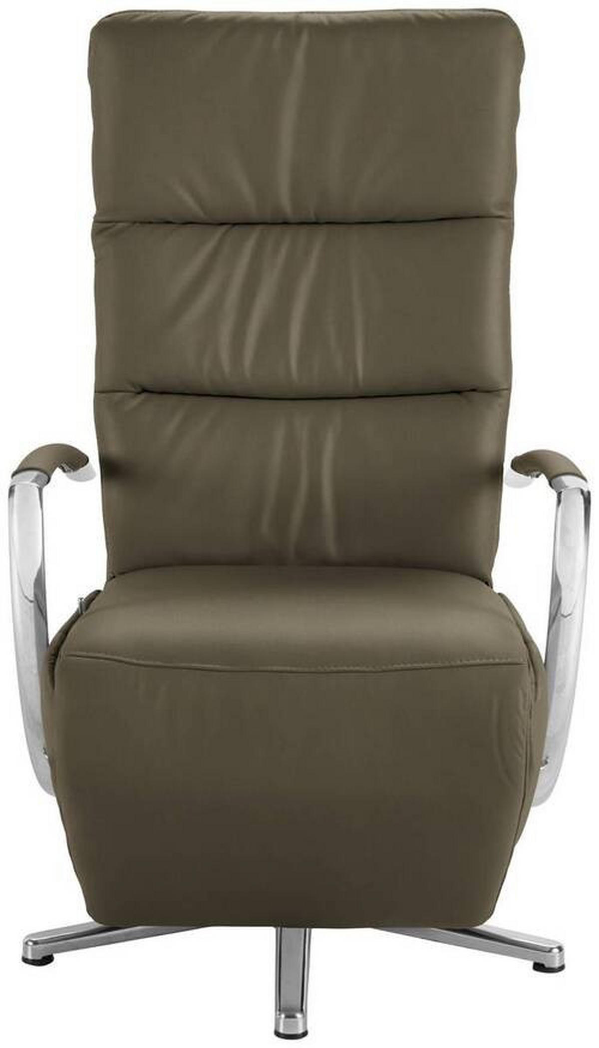 RELAXSESSEL in Leder Olivgrün  - Chromfarben/Olivgrün, Design, Leder/Metall (64/112/80cm) - Cantus