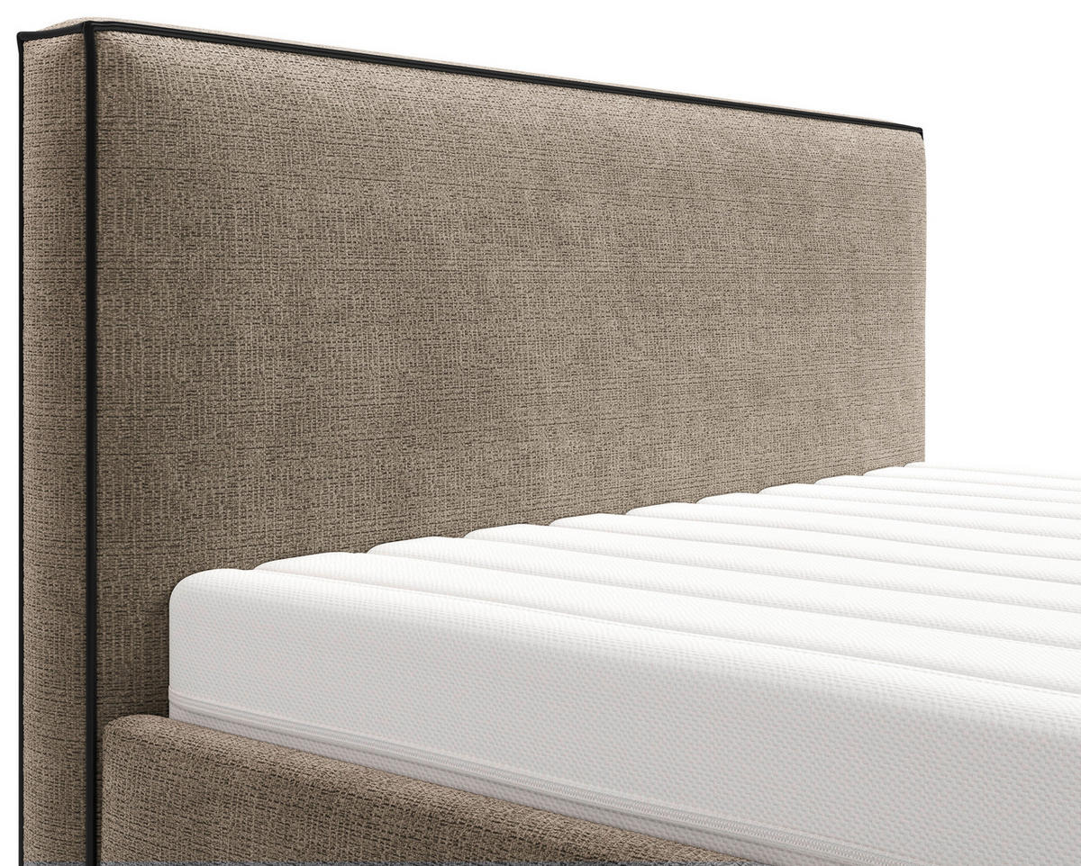 POLSTERBETT gepolstertes Kopfteil, Lattenrost, Bettkasten Braun 180/200 cm  - Schwarz/Braun, MODERN, Holz/Holzwerkstoff (180/200cm) - MID.YOU