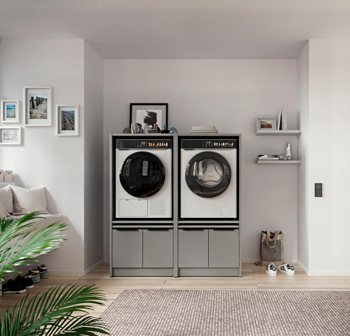 WASCHMASCHINENSCHRANK 70/150/68 cm  in Grau  - Schwarz/Grau, Basics, Holzwerkstoff/Kunststoff (70/150/68cm) - MID.YOU