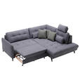 ECKSOFA in Flachgewebe, Leinenoptik Dunkelgrau  - Dunkelgrau/Schwarz, Design, Textil/Metall (247/208cm) - Xora