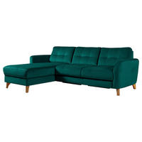 ECKSOFA Petrol Samt  - Buchefarben/Petrol, Design, Holz/Textil (168/238cm) - Livetastic