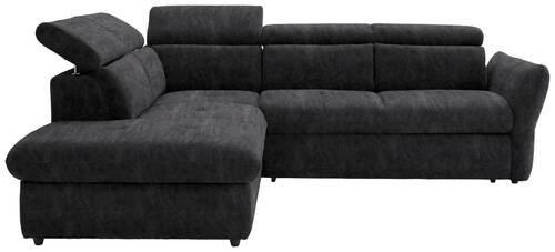 ECKSOFA in Mikrofaser Dunkelgrau  224/254 cm  - Dunkelgrau/Schwarz, Design, Kunststoff/Textil (224/254cm) - Stylife