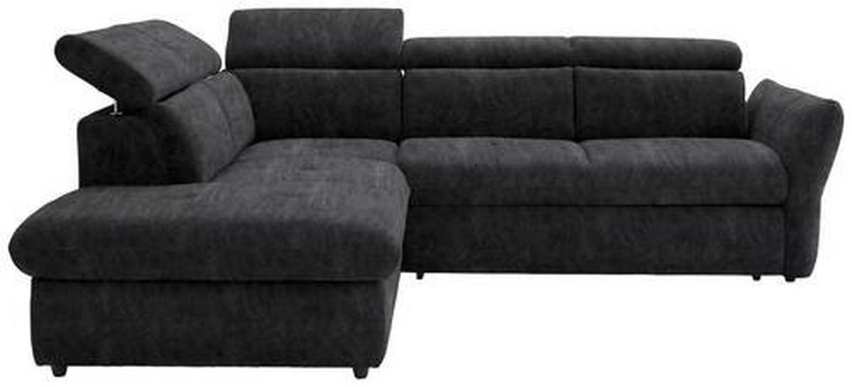 ECKSOFA in Mikrofaser Dunkelgrau  224/254 cm  - Dunkelgrau/Schwarz, Design, Kunststoff/Textil (224/254cm) - Stylife