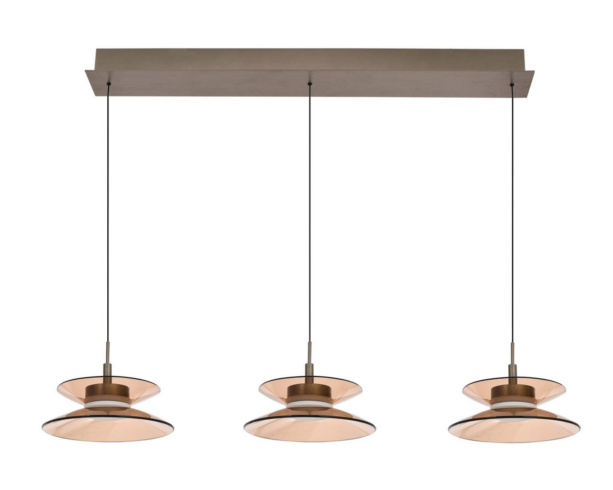 LED-HÄNGELEUCHTE Crema 96/150/22 cm  - Bronzefarben, Design, Glas/Metall (96/150/22cm)
