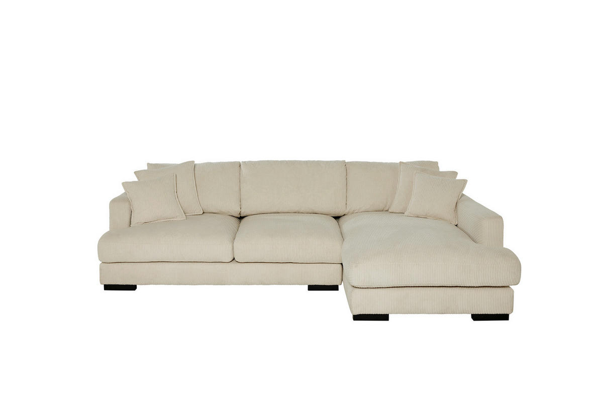 ECKSOFA  RELAX ASPEN CORNER M-R EU Weiß, Ecru Cord  - Ecru/Schwarz, MODERN, Holz/Textil (271/166cm) - Livetastic