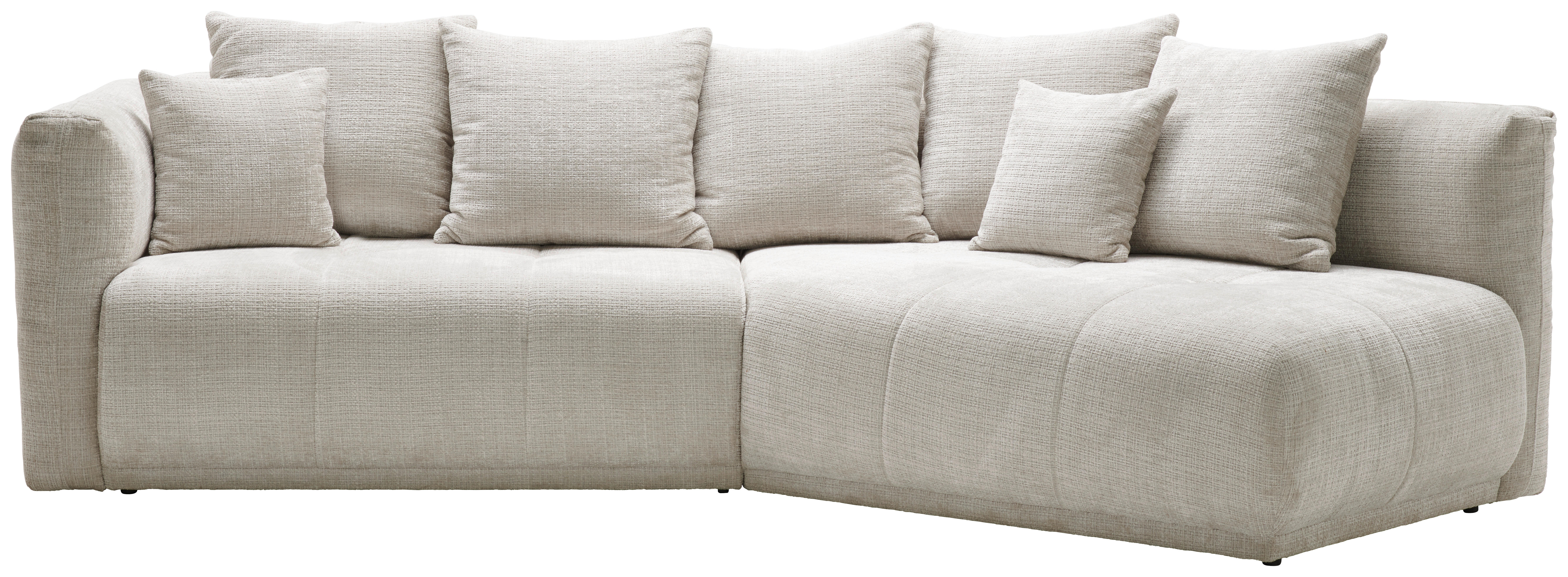 ECKSOFA in Chenille Creme  - Creme/Schwarz, Modern, Kunststoff/Textil (315/180cm) - Hom`in