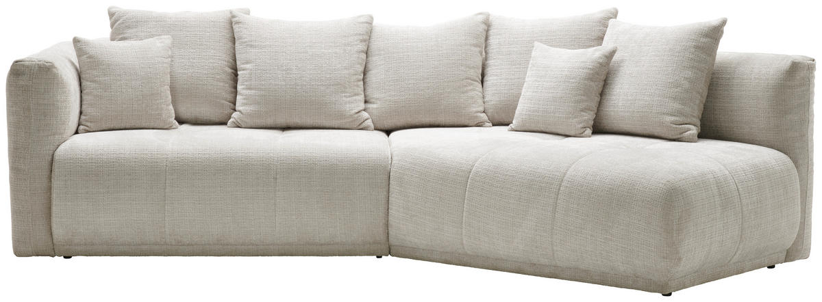ECKSOFA in Chenille Creme  - Creme/Schwarz, Modern, Kunststoff/Textil (315/180cm) - Hom`in