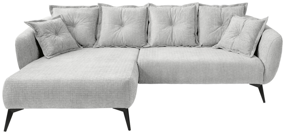 ECKSOFA Weiß Mikrofaser  - Schwarz/Weiß, MODERN, Textil/Metall (162/277cm) - Livetastic