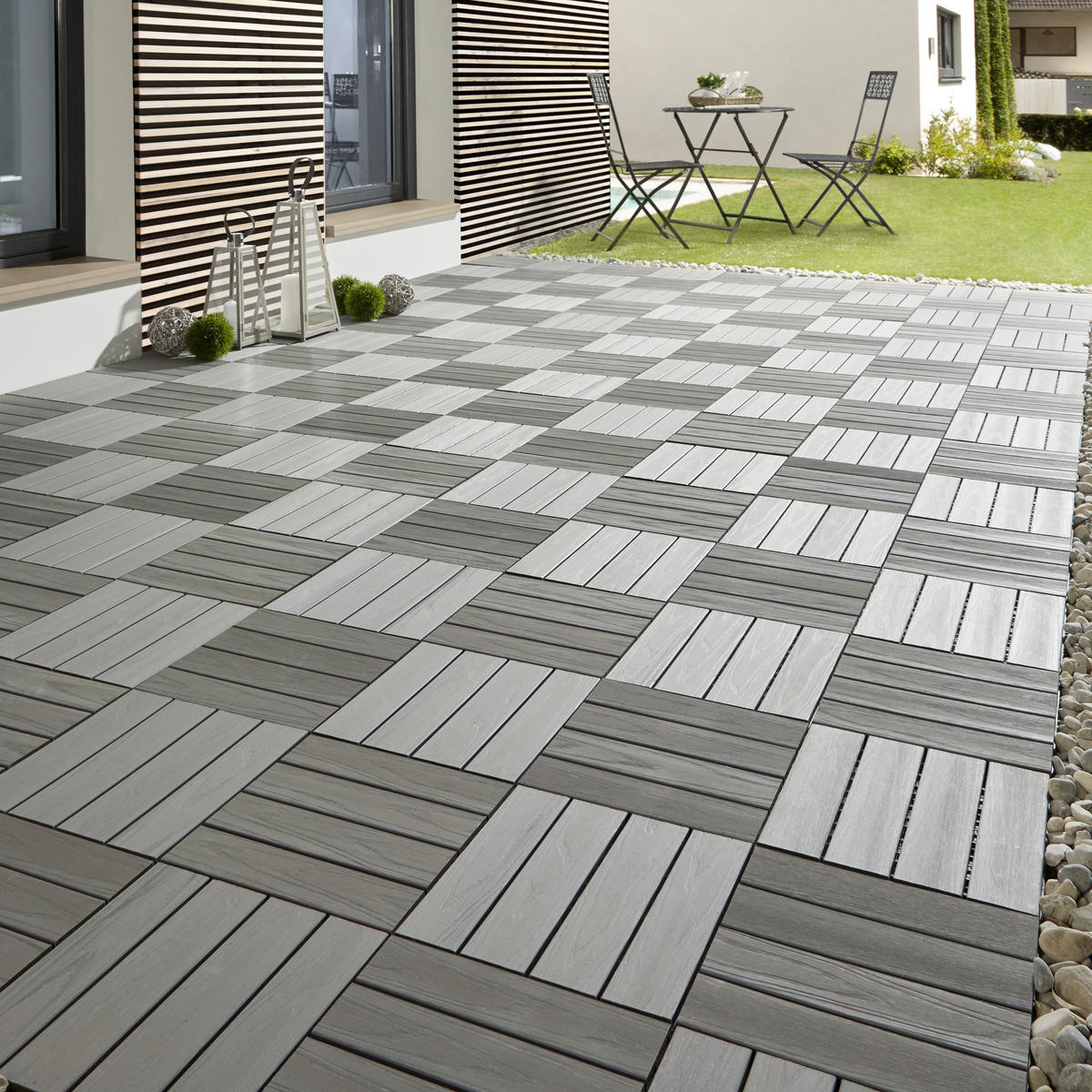 TERRASSENFLIESE - Hellgrau, Konventionell, Holzwerkstoff (30/30/2,4cm) - Ambia Garden