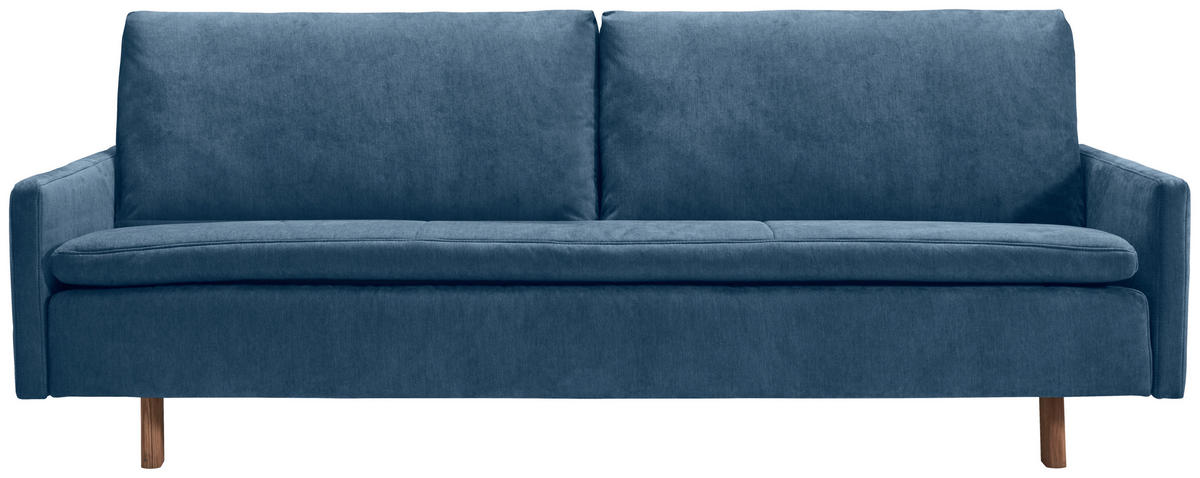 SCHLAFSOFA Flachgewebe Blau  - Blau/Eichefarben, KONVENTIONELL, Holz/Textil (220/85/98cm) - Carryhome