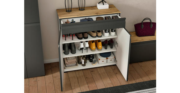 SCHUHSCHRANK 93/96/36 cm  - Eichefarben/Anthrazit, Design, Holzwerkstoff/Kunststoff (93/96/36cm) - Dieter Knoll