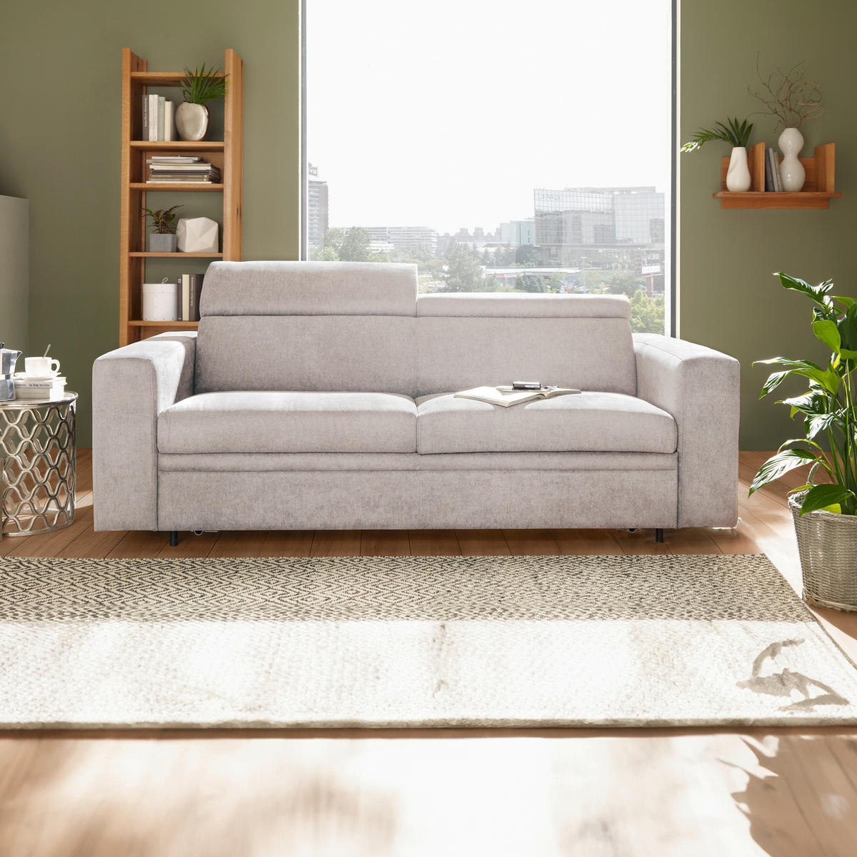 ROZKLÁDACÍ POHOVKA S MATRACÍ, textil, kašmírová - černá/kašmírová, Konvenční, textil/plast (206/83-100/100cm) - Novel