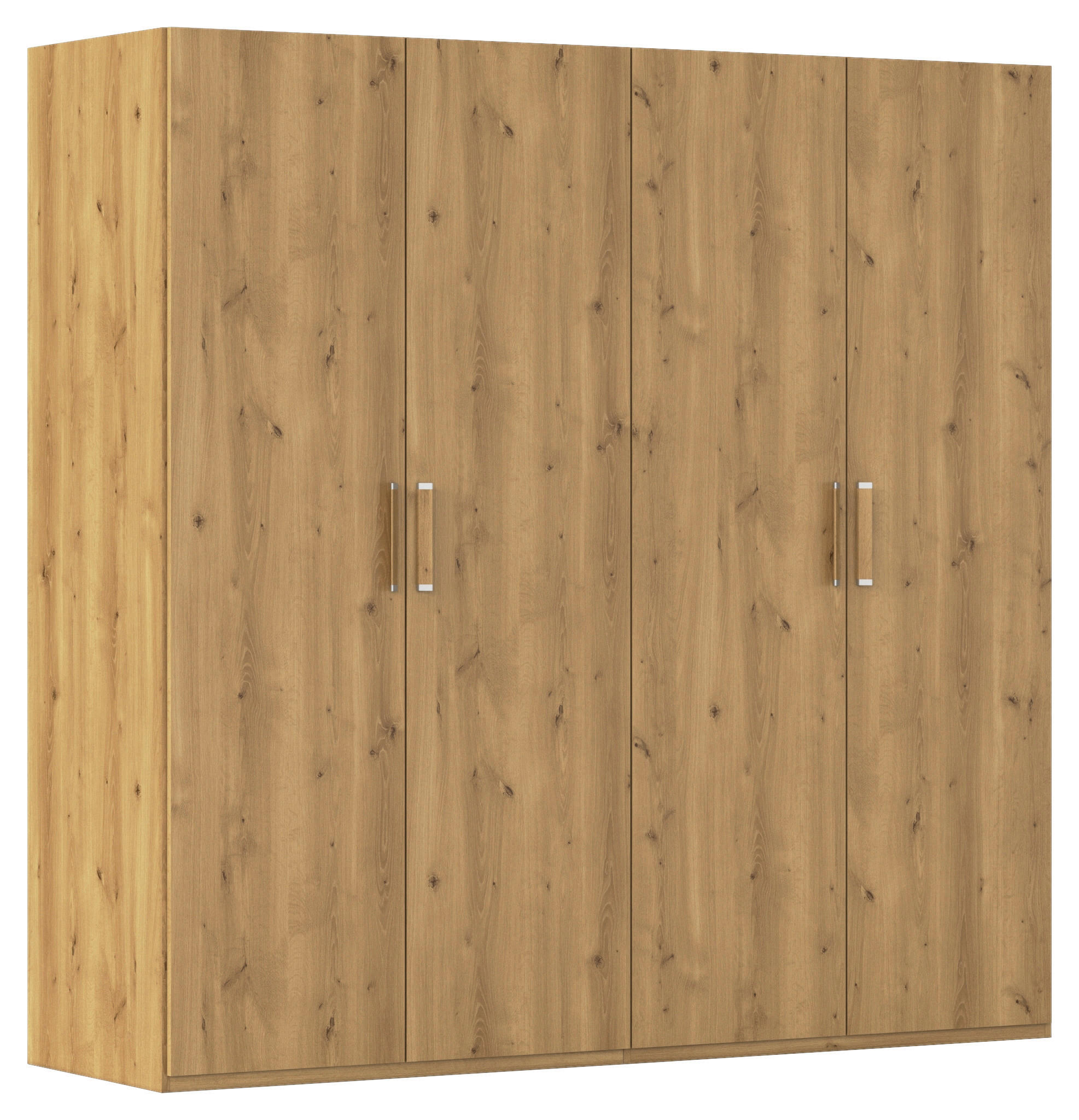 DREHTÜRENSCHRANK 201/197/60 cm,  in Eichefarben, 4 Tür(en)  - Eichefarben/Silberfarben, Design, Holzwerkstoff/Kunststoff (201/197/60cm) - Novel