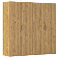 DREHTÜRENSCHRANK 201/197/60 cm,  in Eichefarben, 4 Tür(en)  - Eichefarben/Silberfarben, Design, Holzwerkstoff/Kunststoff (201/197/60cm) - Novel