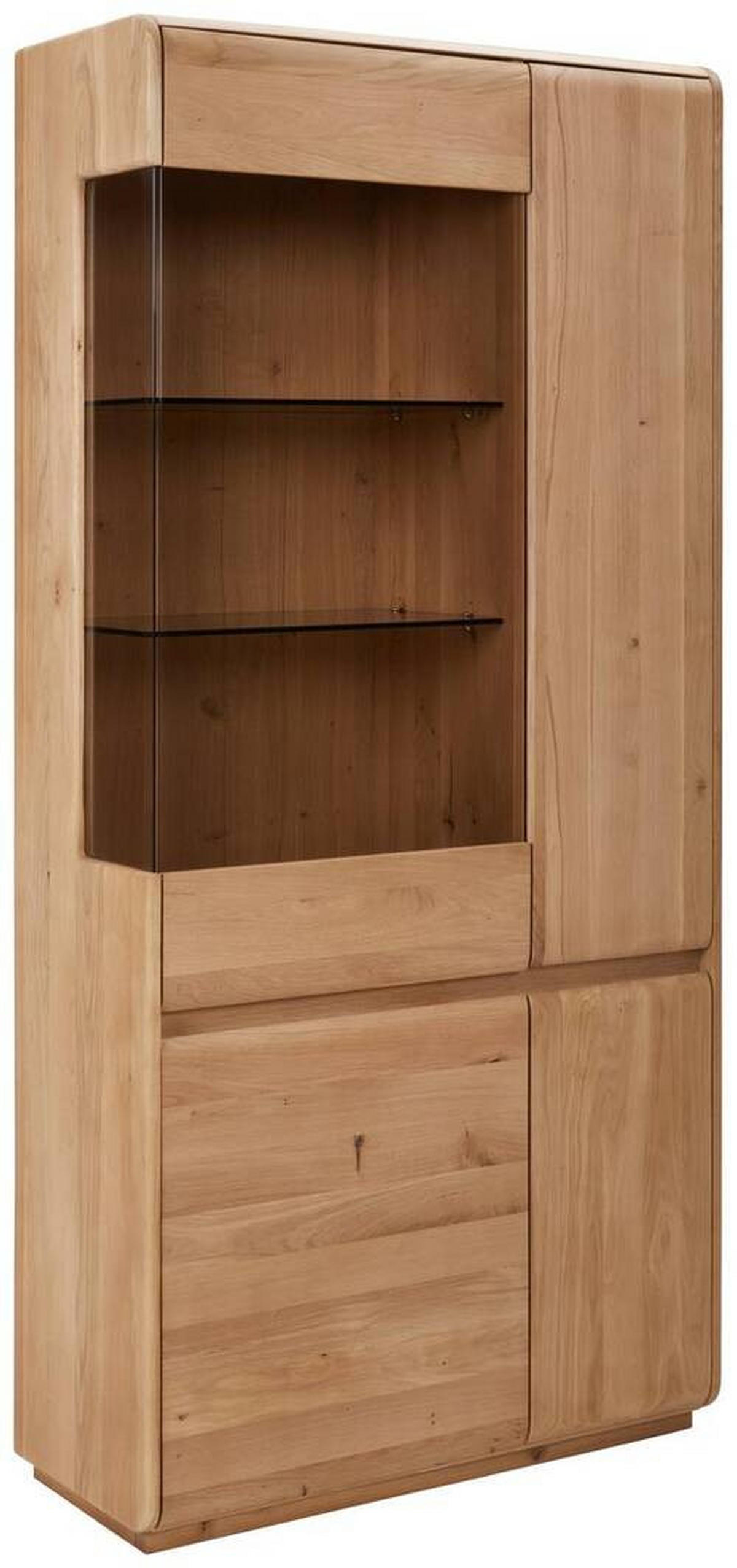 VITRINE in massiv Wildeiche Wildeiche  - Wildeiche, Basics, Glas/Holz (95/201/41cm) - Linea Natura