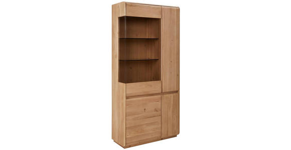 VITRINE in massiv Wildeiche Wildeiche - Wildeiche, Basics, Glas/Holz (95/201/41cm) - Linea Natura