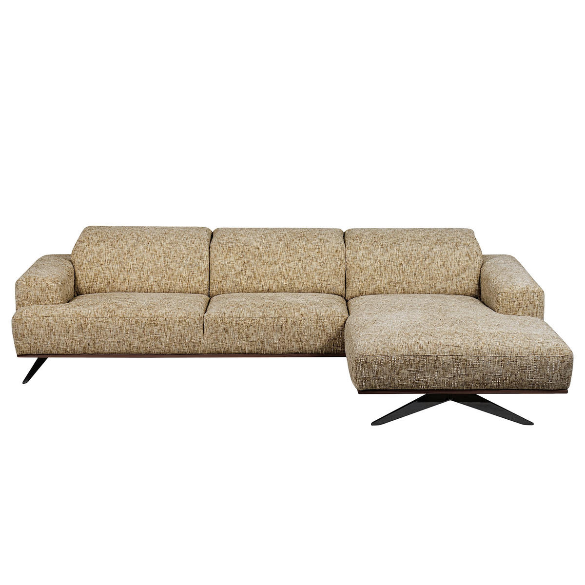 ECKSOFA Struktur Hellbraun  - Hellbraun/Schwarz, Design, Holz/Textil (295/187cm) - Livetastic