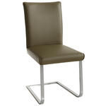 SCHWINGSTUHL  in Edelstahl Echtleder pigmentiert  - Edelstahlfarben/Grün, Design, Leder/Metall (47/99/62cm) - Moderano