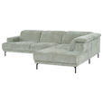 ECKSOFA Mintgrün Chenille Kopfteilverstellung, Sitztiefenverstellung  - Schwarz/Mintgrün, Design, Textil/Metall (307/243cm) - Xora
