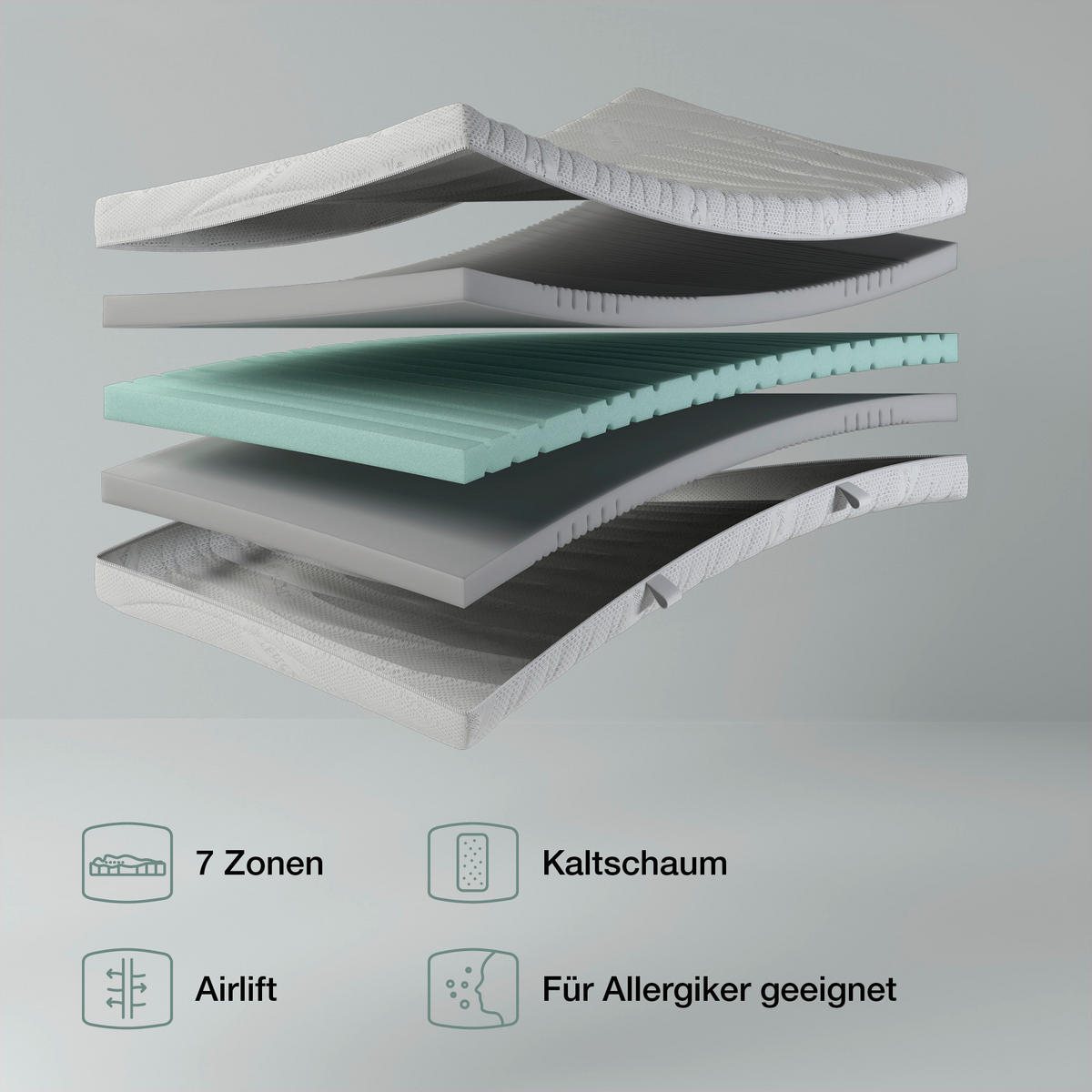 KALTSCHAUMMATRATZE 120/200 cm Höhe ca. 21 cm  - Weiß, Basics, Textil (120/200cm) - Novel