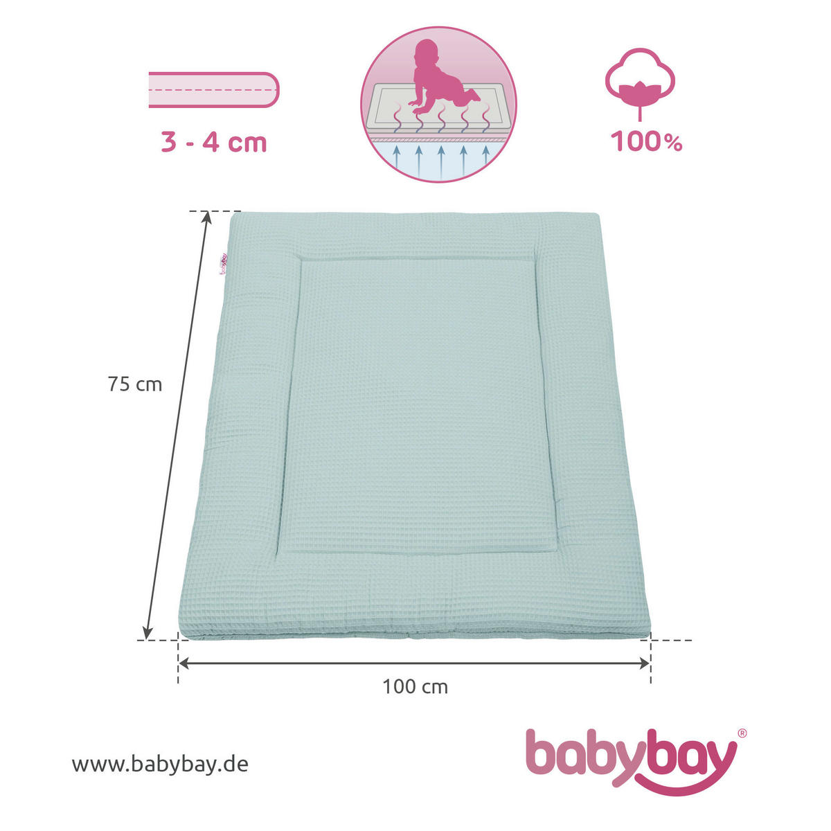 KRABBELDECKE 100/75 cm  - Pastellblau, Basics, Textil (100/75cm) - Babybay