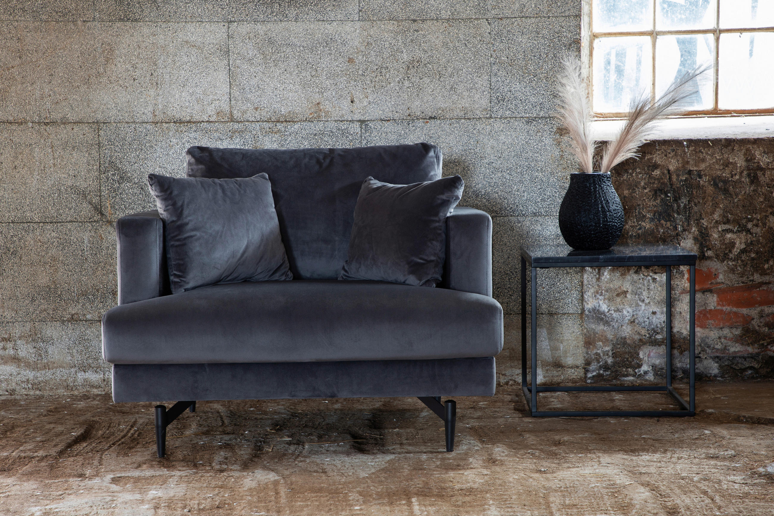 SESSEL in Dunkelgrau  - Dunkelgrau, Design, Textil/Metall (104/82/92cm) - Livetastic