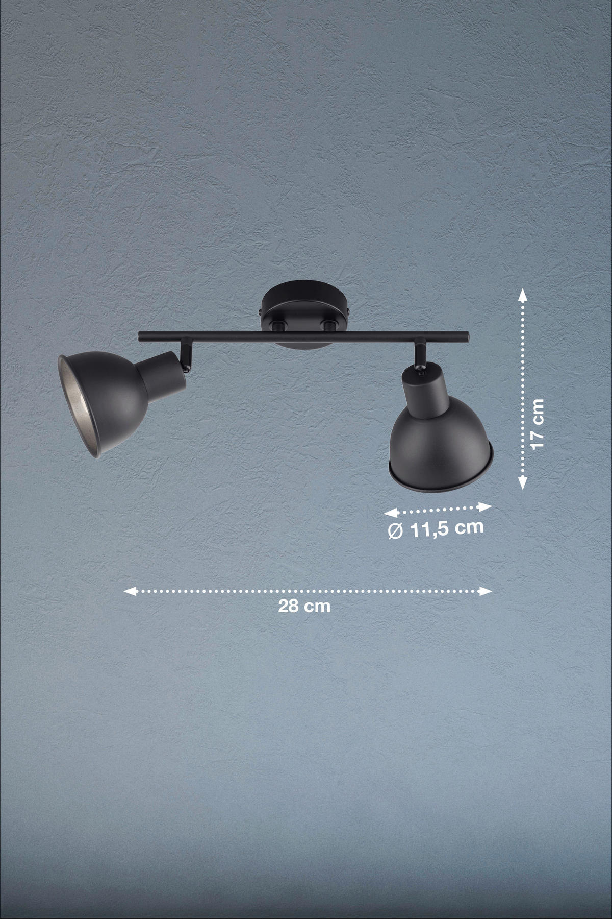 DECKENLEUCHTE    28,00/11,5/17 cm  - Schwarz, Design, Metall (28,00/11,5/17cm) - Fischer & Honsel